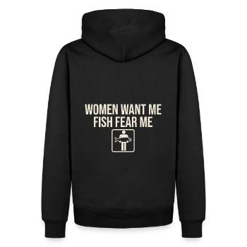 women want me fish fear me - Sweat à capuche Premium bio Homme - noir - Dos - Nico (187cm)