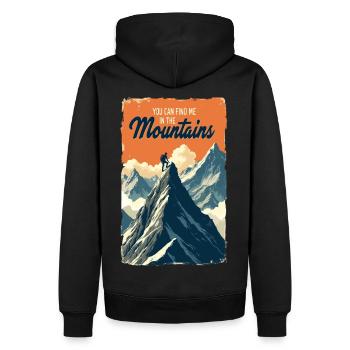 Du findest mich in den Bergen - Männer Premium Bio Hoodie - Schwarz - Hinten - Nico (187cm)