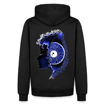 Big Eye Blue, Eye, Vertical, Realistic - Men’s Premium Organic Hoodie - black - Back - Nico (187cm)