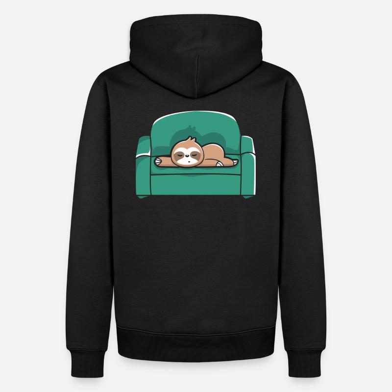 Faultier Sofa Chill Relax - Männer Premium Bio Hoodie - Schwarz