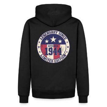80e anniversaire Légende Septembre 1944 Volume 44 - Sweat à capuche Premium bio Homme - noir - Dos - Nico (187cm)