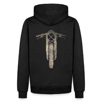 Biker Caferacer Vintage Motorrad T-Shirt - Männer Premium Bio Hoodie - Schwarz - Hinten - Nico (187cm)
