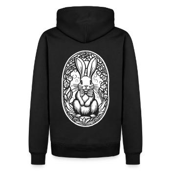 Black and White Easter Bunny Bunny - Men’s Premium Organic Hoodie - black - Back - Nico (187cm)