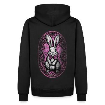 Osterhase pink lila für Mädchen Used-look - Männer Premium Bio Hoodie - Schwarz - Hinten - Nico (187cm)