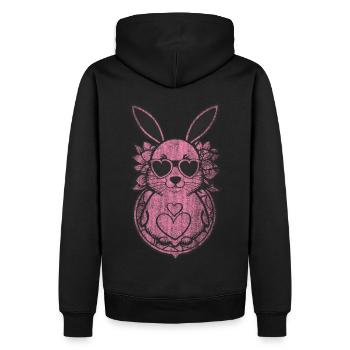 Cute rabbit pink pink heart - Men’s Premium Organic Hoodie - black - Back - Nico (187cm)