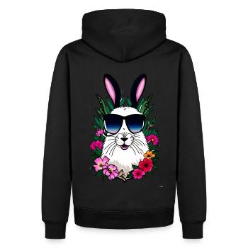 Hase Alpaka Osterhase Blumen - Männer Premium Bio Hoodie - Schwarz - Hinten - Nico (187cm)