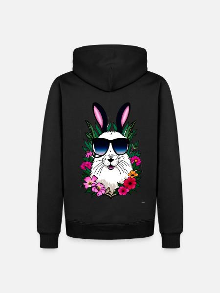Rabbit Alpaca Easter Flowers - Men’s Premium Organic Hoodie - black