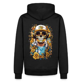 Crâne de sucre doré - Sweat à capuche Premium bio Homme - noir - Dos - Nico (187cm)