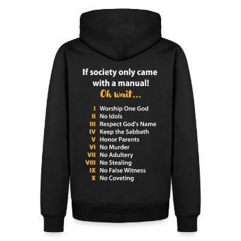 Bedienungsanleitung To Life - Licht - Männer Premium Bio Hoodie - Schwarz - Hinten - Nico (187cm)
