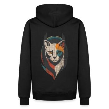 Für Katzenfans Katze Kunst - Männer Premium Bio Hoodie - Schwarz - Hinten - Nico (187cm)