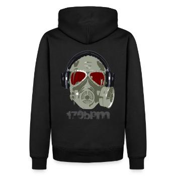 Hard Techno - Casque 170bpm Raver - Sweat à capuche Premium bio Homme - noir - Dos - Nico (187cm)