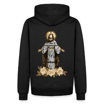 Jesus Christus mit Rosen-Dekor, Pixel-Art - Männer Premium Bio Hoodie - Schwarz - Hinten - Nico (187cm)
