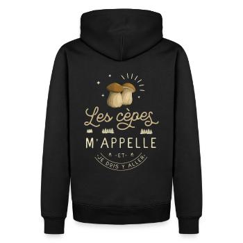 Cèpe Champignon Cueillette Cèpes Champignons - Sweat à capuche Premium bio Homme - noir - Dos - Nico (187cm)