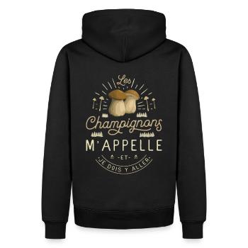 Champignon Cueillette Ramasseur De Champignons - Sweat à capuche Premium bio Homme - noir - Dos - Nico (187cm)