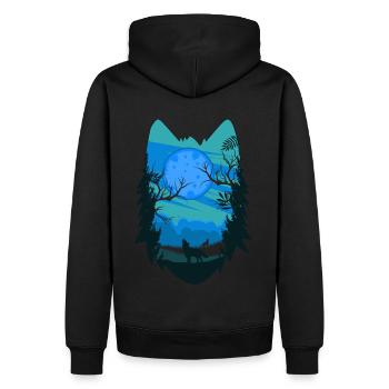 Wolf Kopf Mond - Männer Premium Bio Hoodie - Schwarz - Hinten - Nico (187cm)