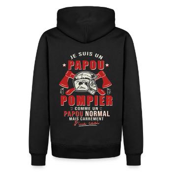 papou pompier cadeau humour sapeurs pompiers - Sweat à capuche Premium bio Homme - noir - Dos - Nico (187cm)