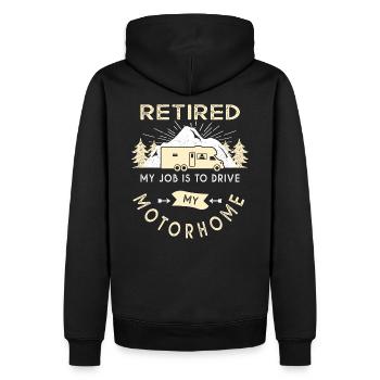 retired motorhome geschenk mann ruhestand - Männer Premium Bio Hoodie - Schwarz - Hinten - Nico (187cm)