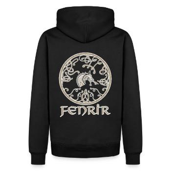 Fenriswolf, Fenrir, Wolf, nordischen Mythologie - Männer Premium Bio Hoodie - Schwarz - Hinten - Nico (187cm)