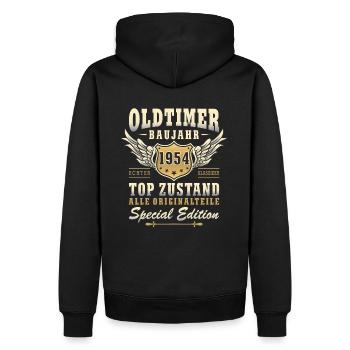 70. Geburtstag Oldtimer 70 Jahre Geschenkidee - Männer Premium Bio Hoodie - Schwarz - Hinten - Nico (187cm)
