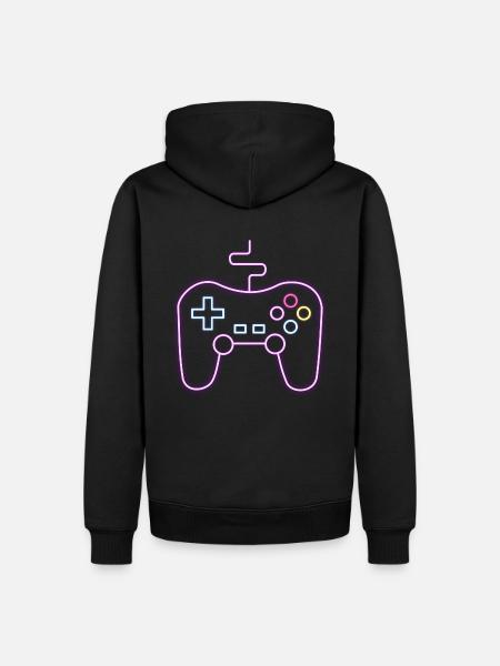 Neon Gamepad Gamer - Men’s Premium Organic Hoodie - black