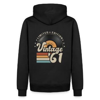 61 Jahre Jahrgang 1961 Geburtstagsgeschenk 61 Jahre - Männer Premium Bio Hoodie - Schwarz - Hinten - Nico (187cm)