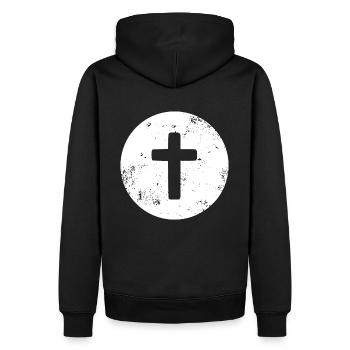 Symbole de croix de Jésus Christ - Sweat à capuche Premium bio Homme - noir - Dos - Nico (187cm)