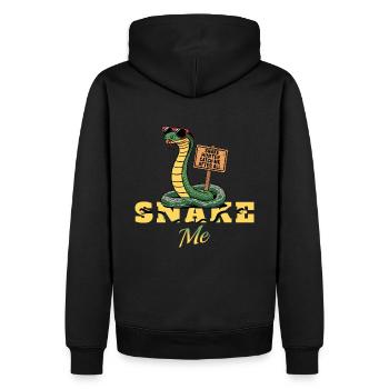 Schlangen Jäger fang mich doch ! - Männer Premium Bio Hoodie - Schwarz - Hinten - Nico (187cm)
