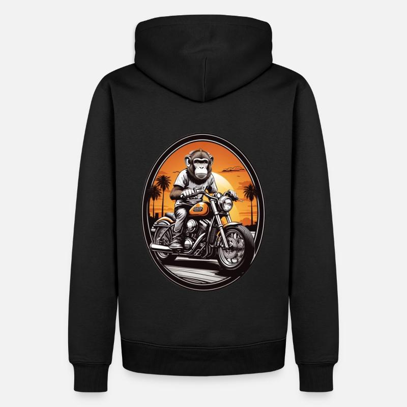 Singe à moto - Sweat à capuche Premium bio Homme - noir