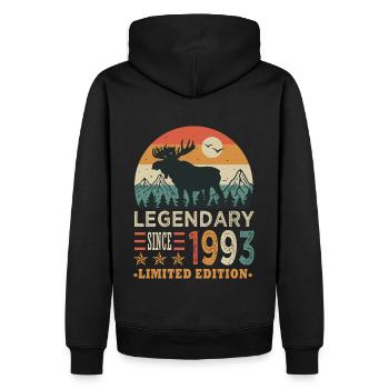 1993 legendary anniversaire 30 ans - Sweat à capuche Premium bio Homme - noir - Dos - Nico (187cm)