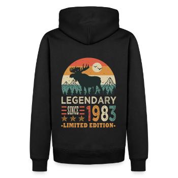 1983 legendäres Jubiläum 40 Jahre - Männer Premium Bio Hoodie - Schwarz - Hinten - Nico (187cm)