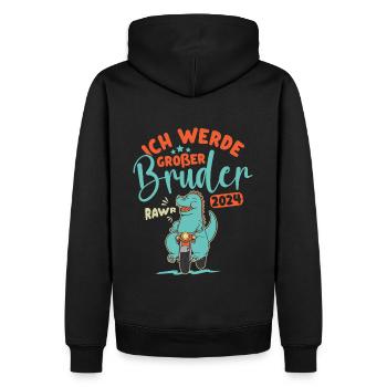 Großer Bruder 2024 Junge Dino Geschwister Geburt - Männer Premium Bio Hoodie - Schwarz - Hinten - Nico (187cm)