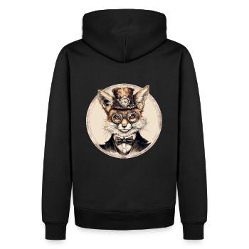 Steampunk Fuchs - Männer Premium Bio Hoodie - Schwarz - Hinten - Nico (187cm)