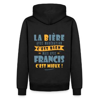 Francis Bière Cadeau Humour cadeau francis - Sweat à capuche Premium bio Homme - noir - Dos - Nico (187cm)