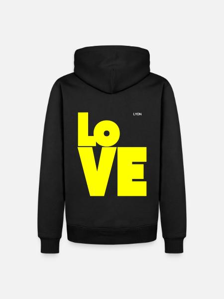 Liebe Gelb - Männer Premium Bio Hoodie - Schwarz