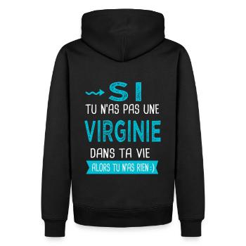 Virginie Si tu n as pas une virginie - Sweat à capuche Premium bio Homme - noir - Dos - Nico (187cm)
