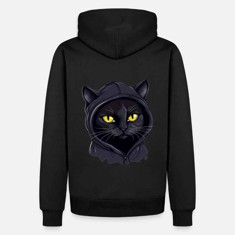 Tête de chat Noir Chat Bombay Chat heureux Chats - Sweat à capuche Premium bio Homme - noir