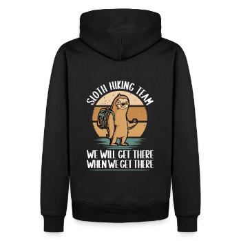 Herzschlag Bergsteiger mit Hund Wanderer Berg - Männer Premium Bio Hoodie - Schwarz - Hinten - Nico (187cm)