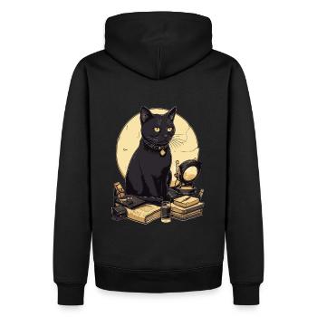 Chat noir avec des livres Bombay Cat Book Cats - Sweat à capuche Premium bio Homme - noir - Dos - Nico (187cm)