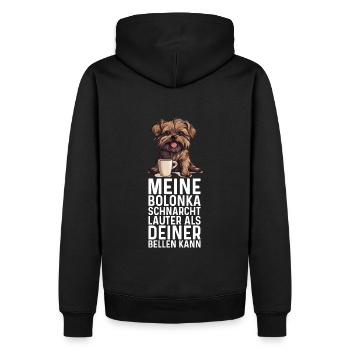 Meine Bolonka schnarcht lauter - Bolonka Zwetna - Männer Premium Bio Hoodie - Schwarz - Hinten - Nico (187cm)