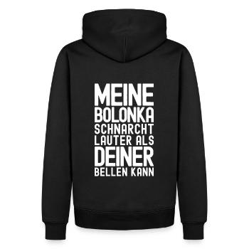 Meine Bolonka schnarcht lauter - Bolonka Zwetna - Männer Premium Bio Hoodie - Schwarz - Hinten - Nico (187cm)