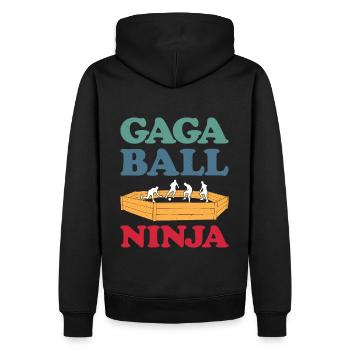 Gaga Ball Dodgeball Gagaball Spieler Gaga Ball - Männer Premium Bio Hoodie - Schwarz - Hinten - Nico (187cm)