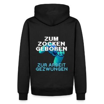 Zum Zocken geboren - Männer Premium Bio Hoodie - Schwarz - Hinten - Nico (187cm)