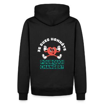 Ich bin ehrlich, warum sich etwas ändern sollte - Männer Premium Bio Hoodie - Schwarz - Hinten - Nico (187cm)
