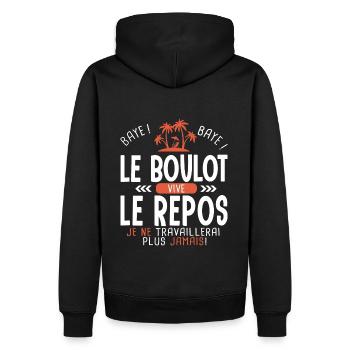 Cadeau retraite Humour retraite fini le travail - Sweat à capuche Premium bio Homme - noir - Dos - Nico (187cm)