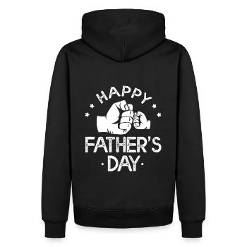 Cadeau papa papa fête des père father's day - Sweat à capuche Premium bio Homme - noir - Dos - Nico (187cm)