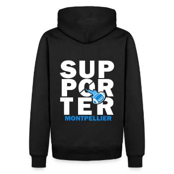 rugby montpellier fan supporter rugby - Sweat à capuche Premium bio Homme - noir - Dos - Nico (187cm)