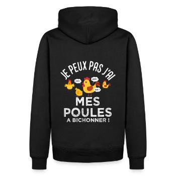 jardin jardinier je peux pas jai mes poules Humour - Sweat à capuche Premium bio Homme - noir - Dos - Nico (187cm)
