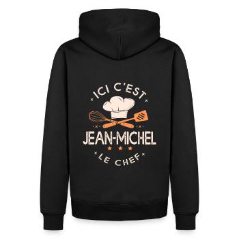 Jean Michel Chef Ici c est Jean Michel le chef - Sweat à capuche Premium bio Homme - noir - Dos - Nico (187cm)