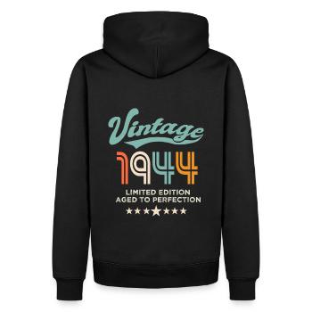 Jahrgang 1944 Geburtstag 1944 80 Jahre - Männer Premium Bio Hoodie - Schwarz - Hinten - Nico (187cm)