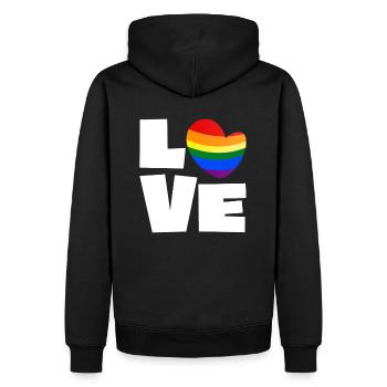 LGBT Gay Pride Herz Heart Regenbogen Liebe Love - Männer Premium Bio Hoodie - Schwarz - Hinten - Nico (187cm)